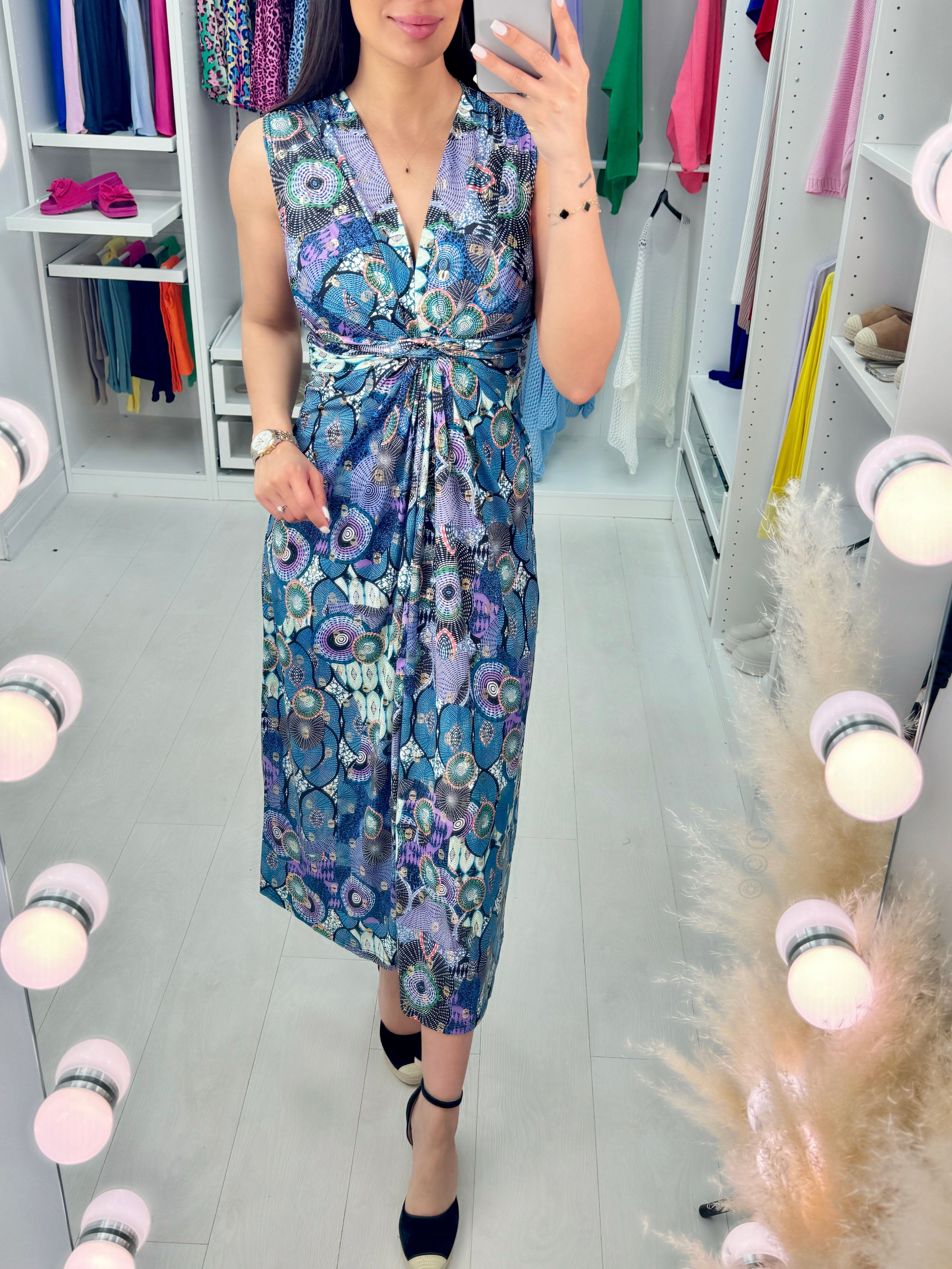 Edonia Abstract Print Wrap Effect Dress