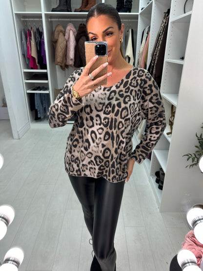 Cathy Super Soft Leopard Thin Knit Jumper