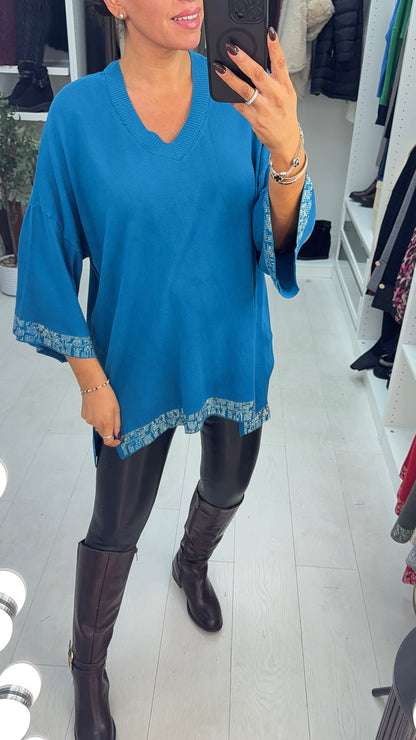 Janet Diamante Trim V-neck Jumper