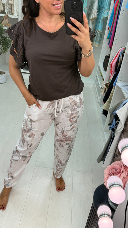 Yazz Floral Print Relaxed Fit Trousers