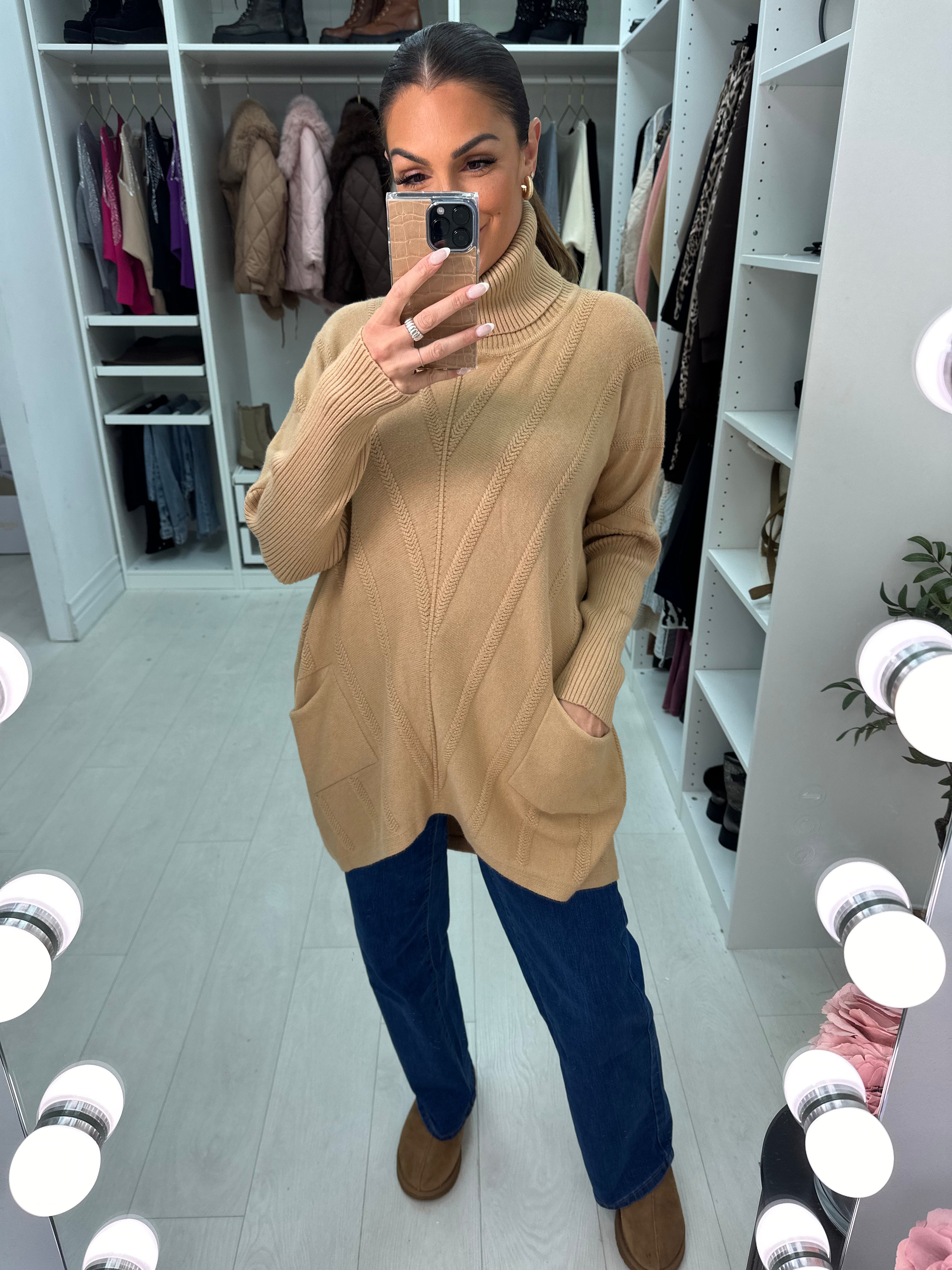 Dawn Plain Oversized Asymmetric Detail Roll Neck Jumper