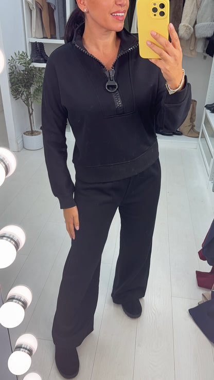 Judite Plain Sweatshirt And Wide Leg Joggers Set