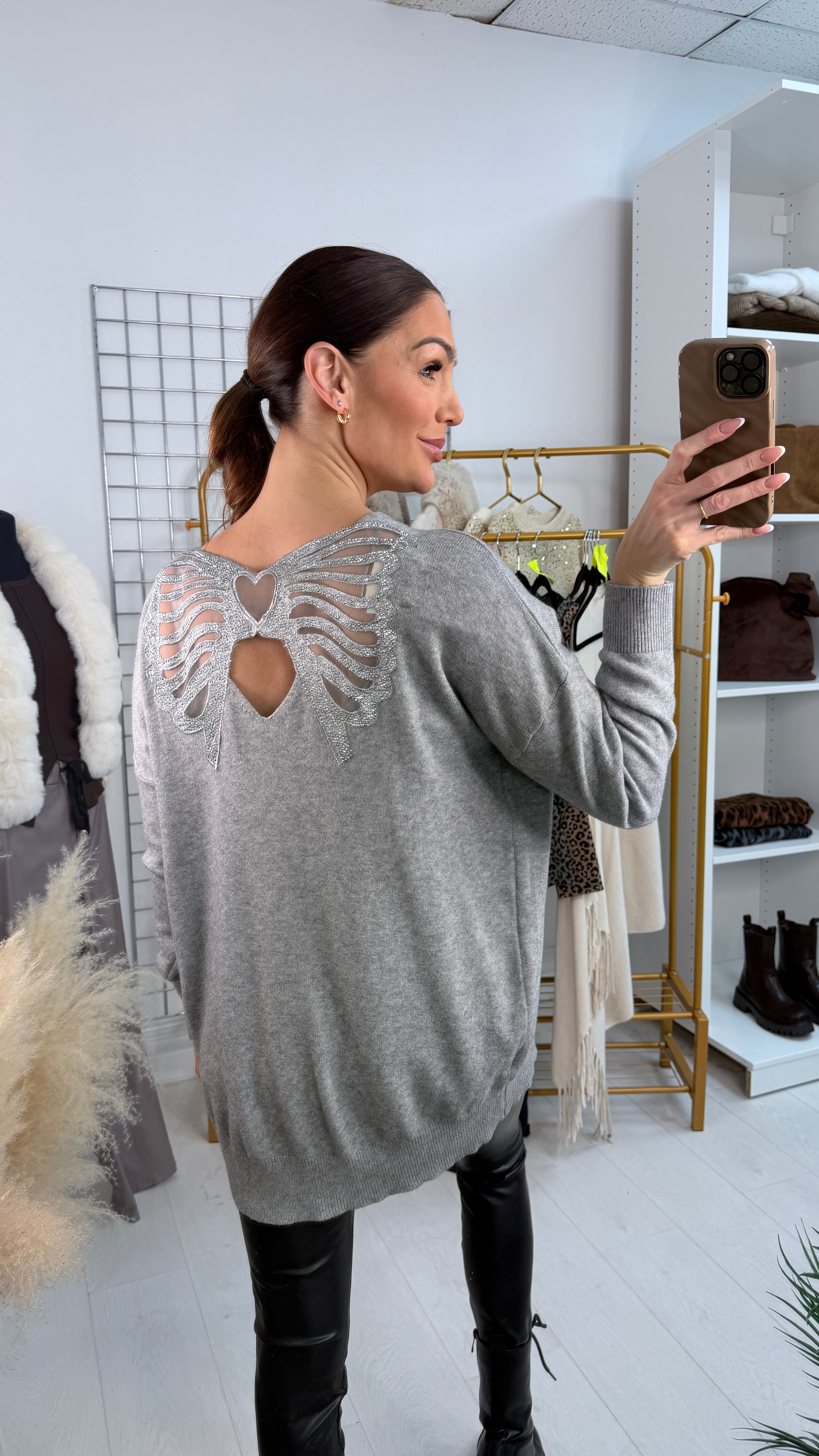 Chenko Butterfly Diamante Back Jumper