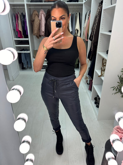 Otila Faux Leather Creased Effect Joggers