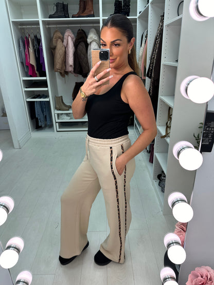 Fabio Leopard Print Side Stripe Joggers