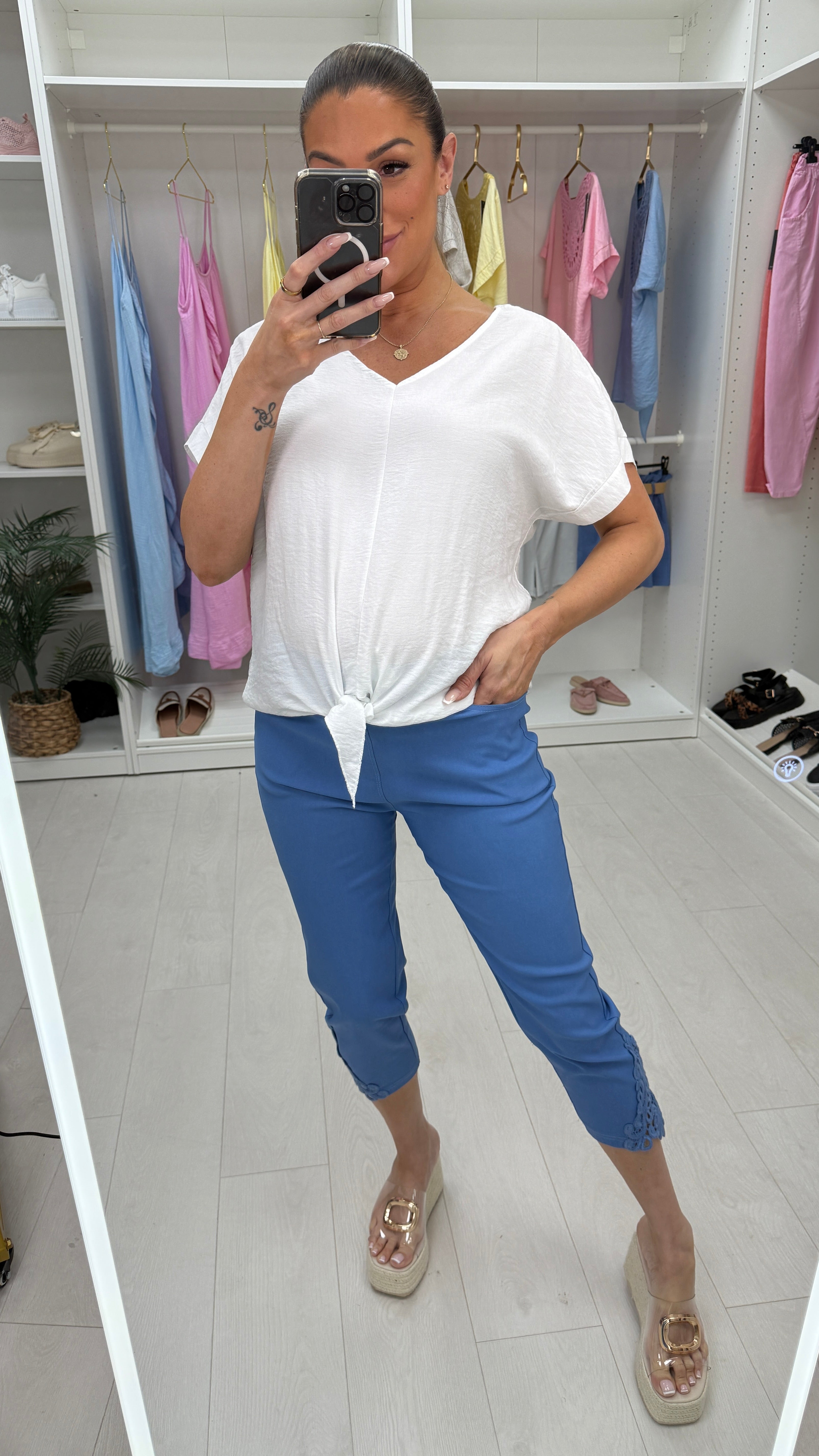 Mikaela Crochet Detail 3/4 Length Magic Trousers