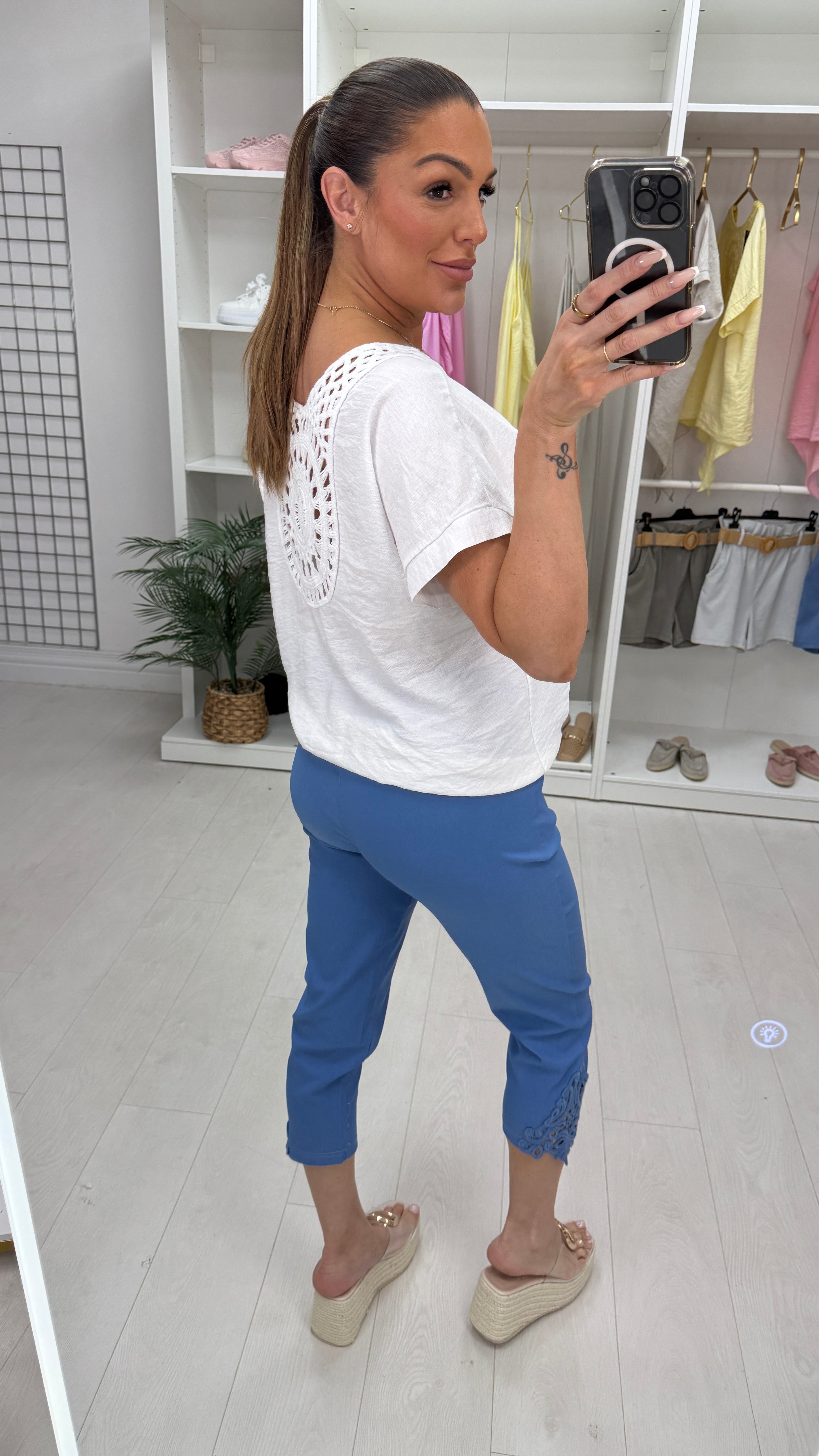 Mikaela Crochet Detail 3/4 Length Magic Trousers