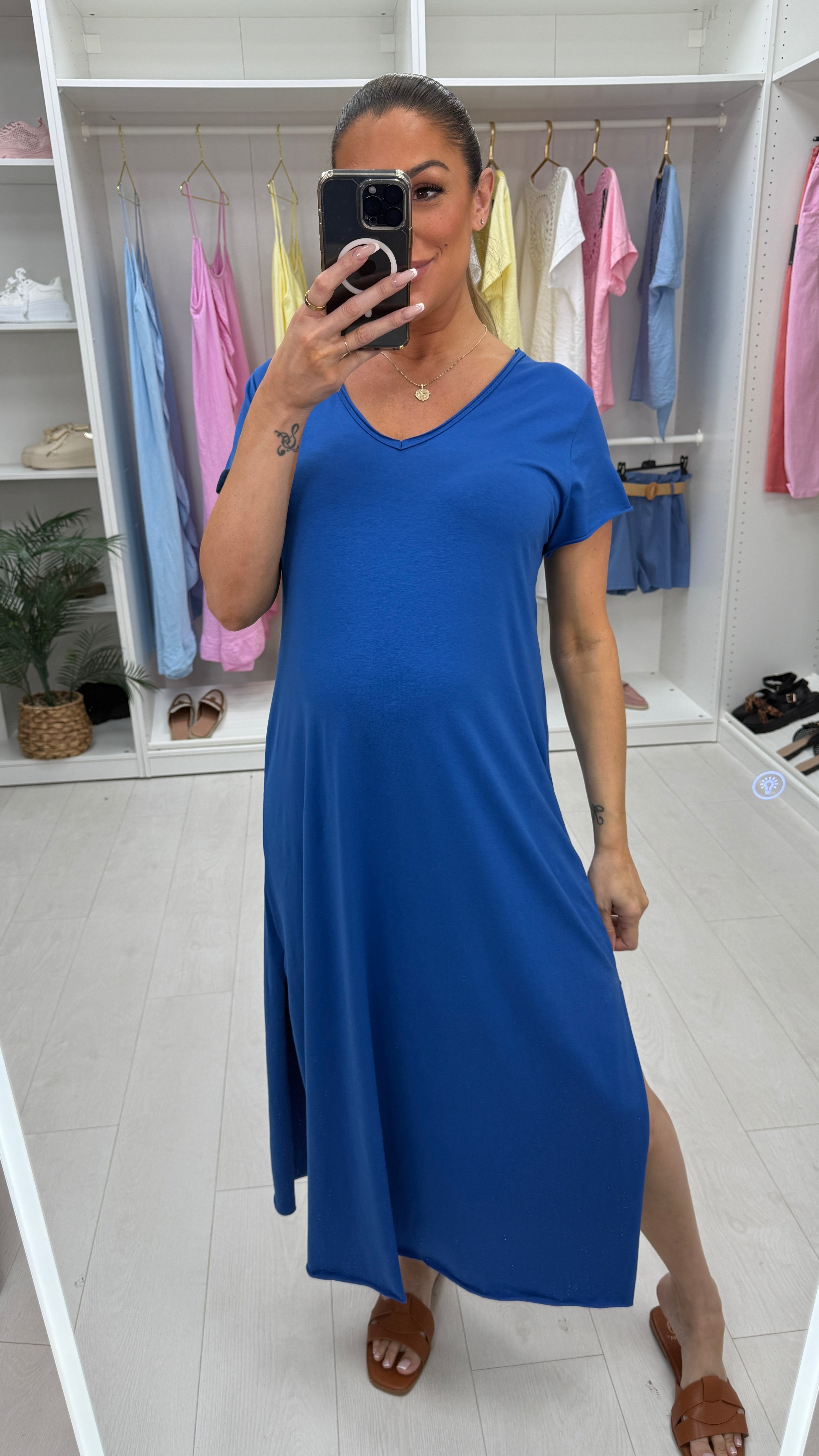 Lila Plain V Neck Maxi Dress