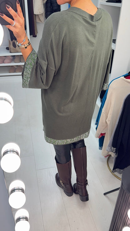 Janet Diamante Trim V-neck Jumper