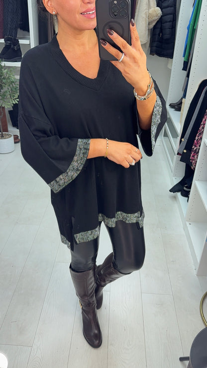 Janet Diamante Trim V-neck Jumper