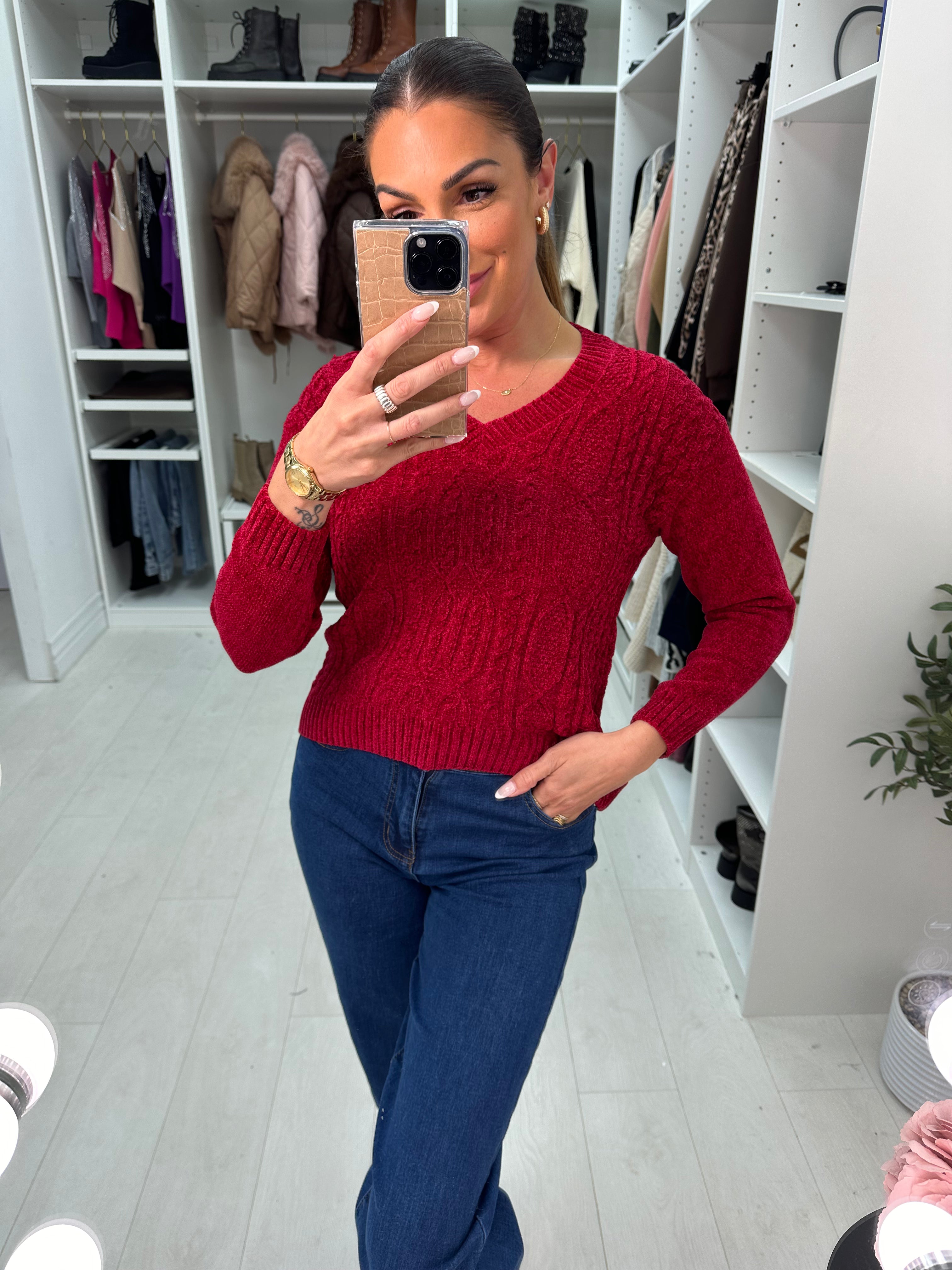 Rosie Plain Cable Knit Corduroy Jumper