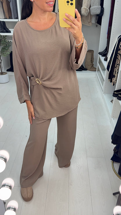 Harlee Plain Buckle Detail Loose Fit Co-Ord Set