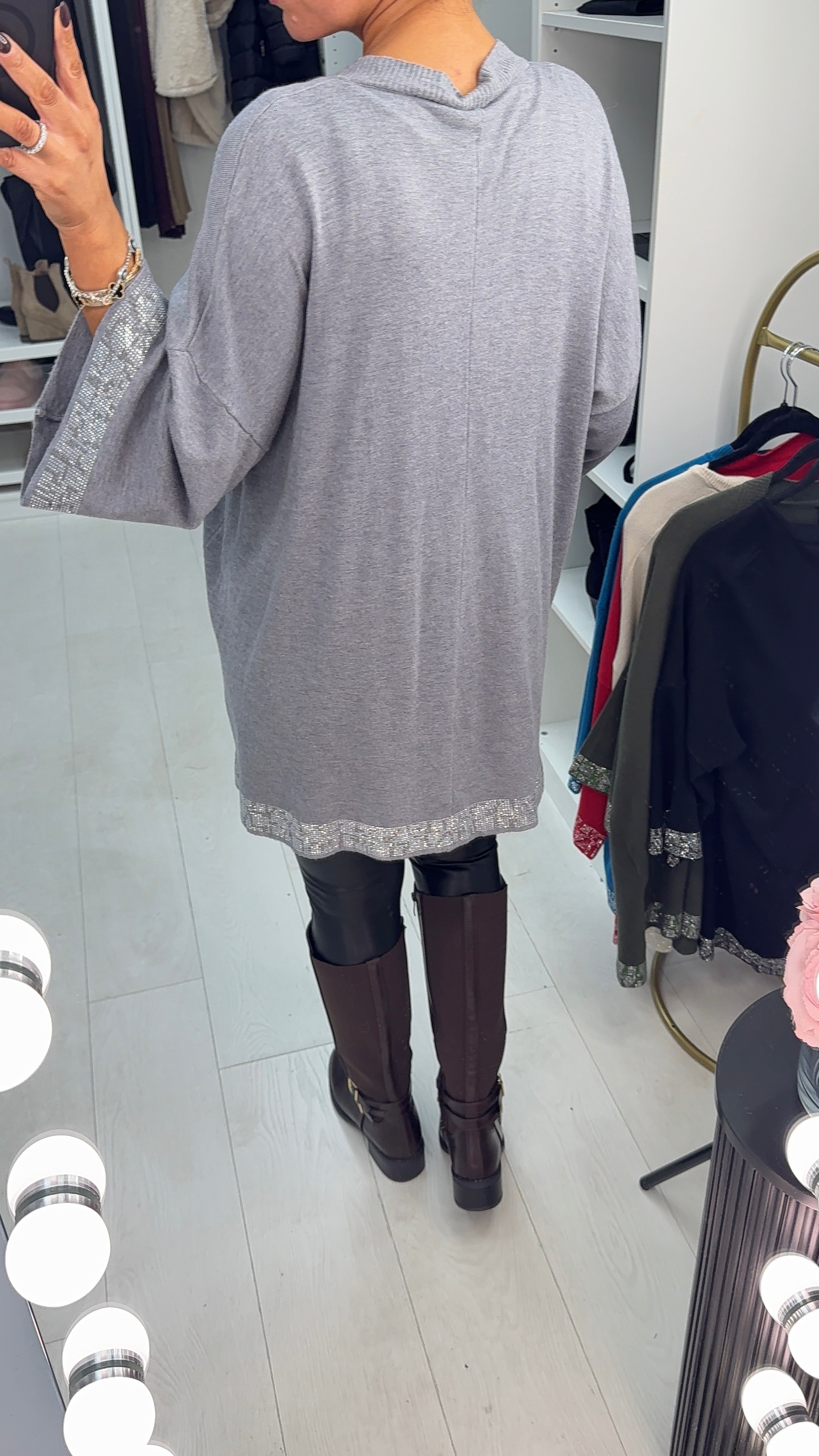 Janet Diamante Trim V-neck Jumper