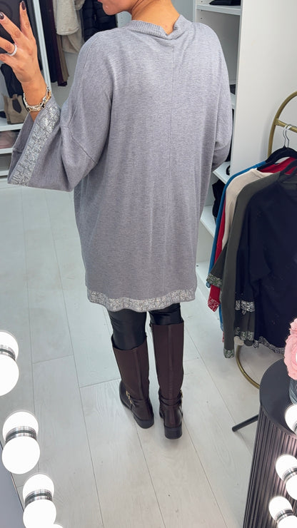 Janet Diamante Trim V-neck Jumper