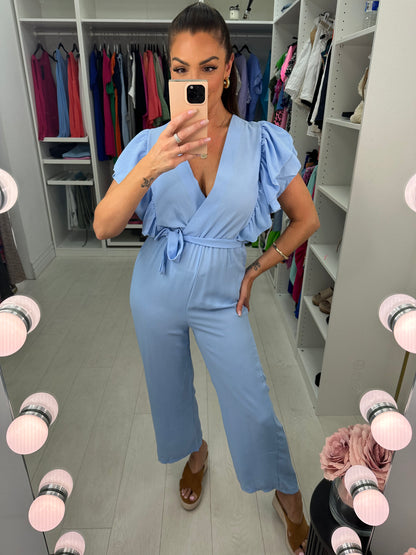 Bestelle Ruffle Tie Waist Wide Leg Jumpsuit