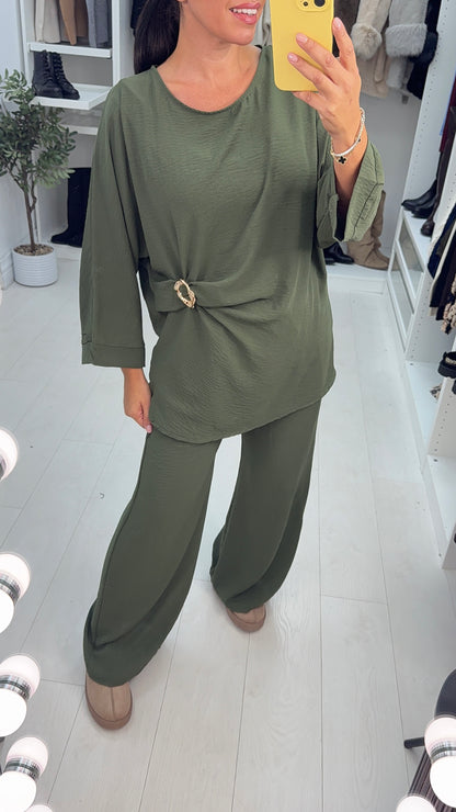 Harlee Plain Buckle Detail Loose Fit Co-Ord Set