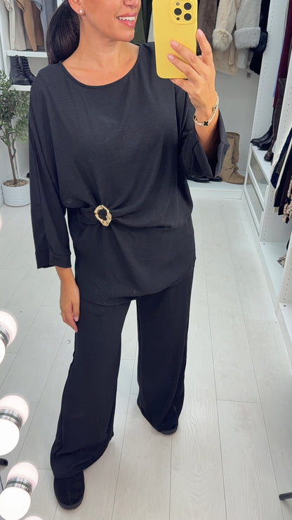 Harlee Plain Buckle Detail Loose Fit Co-Ord Set