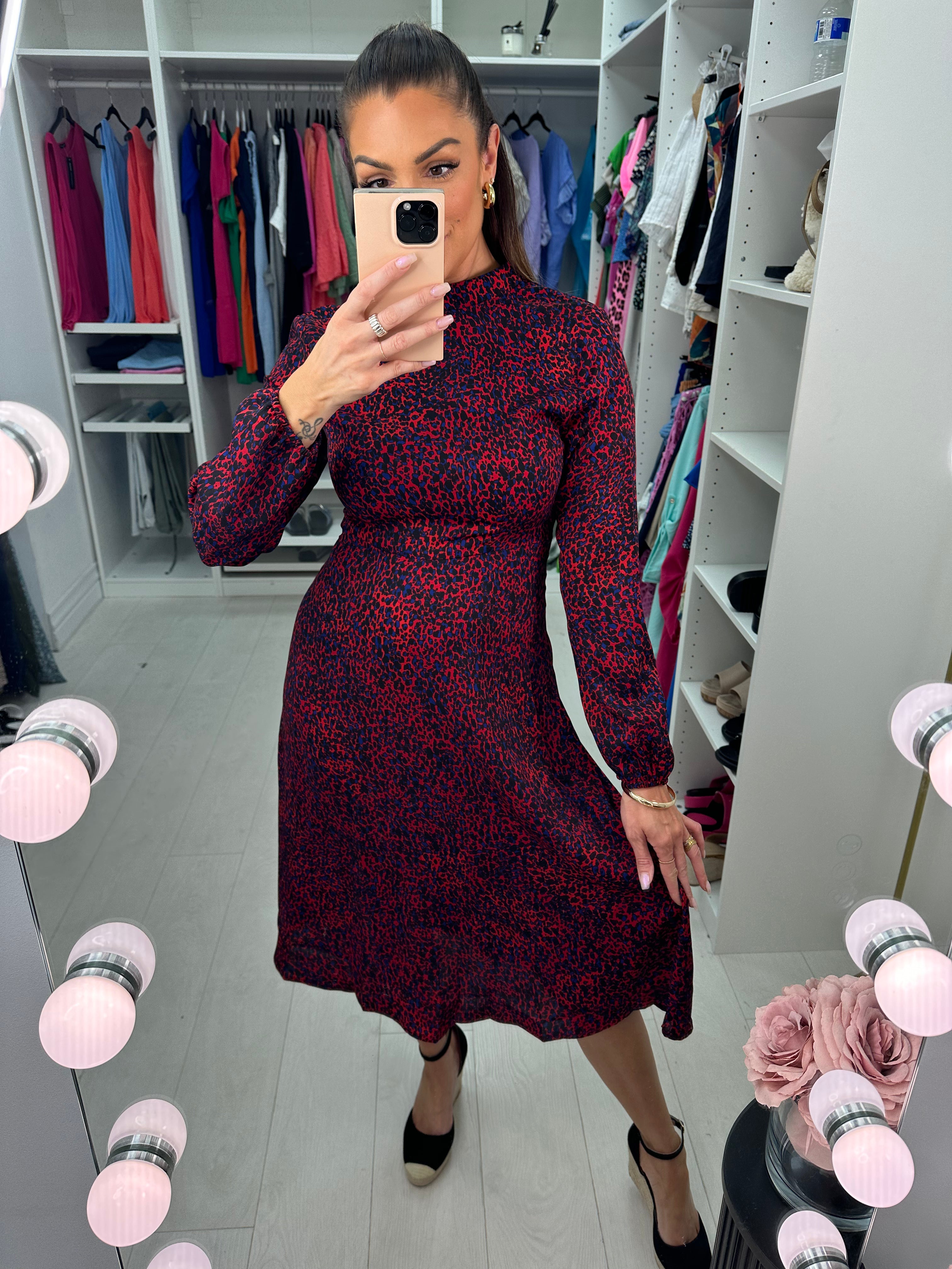 Thalia Abstract Print Midi Dress