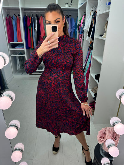 Thalia Abstract Print Midi Dress