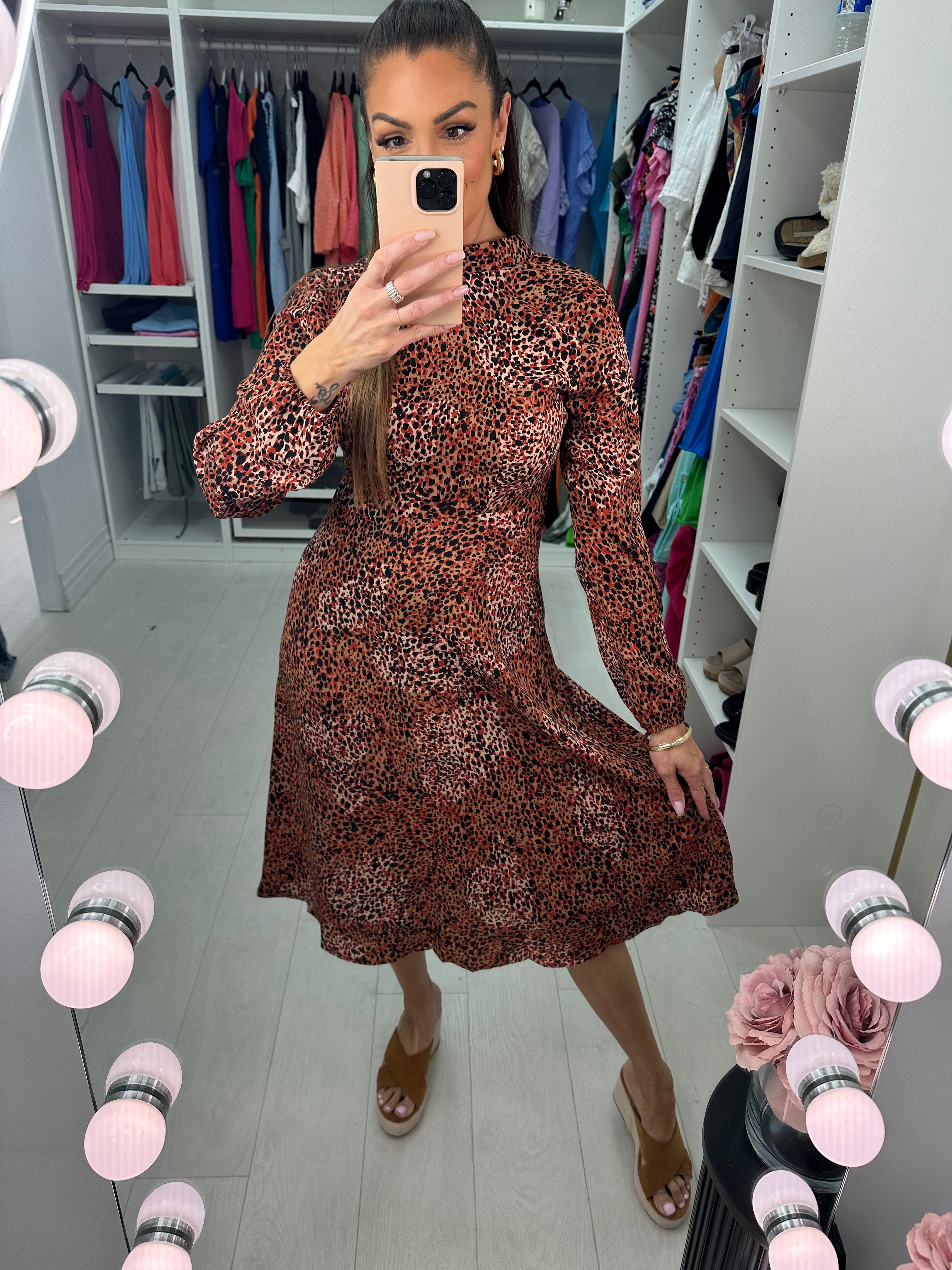 Thalia Abstract Print Midi Dress