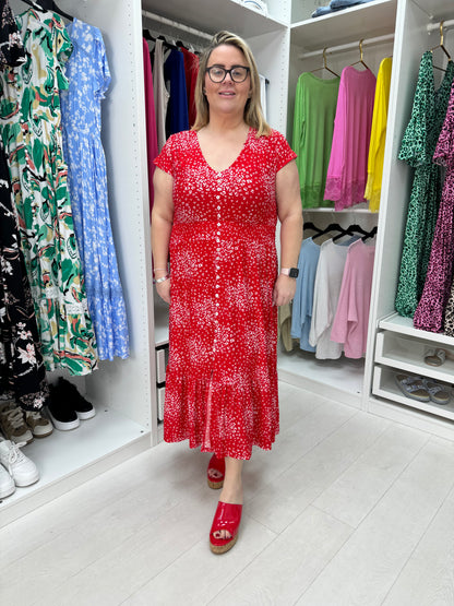 Allegra Printed Button Detail Curved Magic Dress