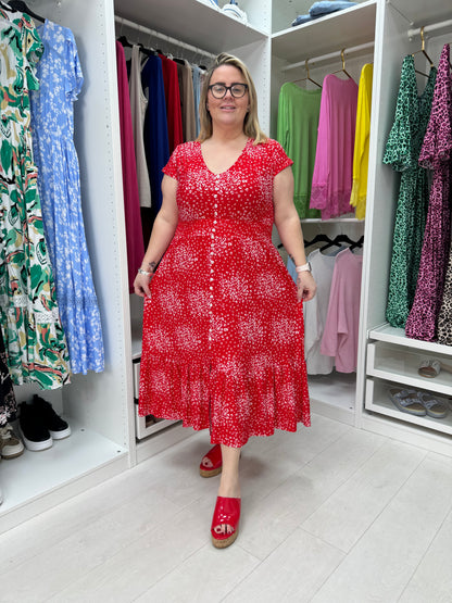 Allegra Printed Button Detail Curved Magic Dress