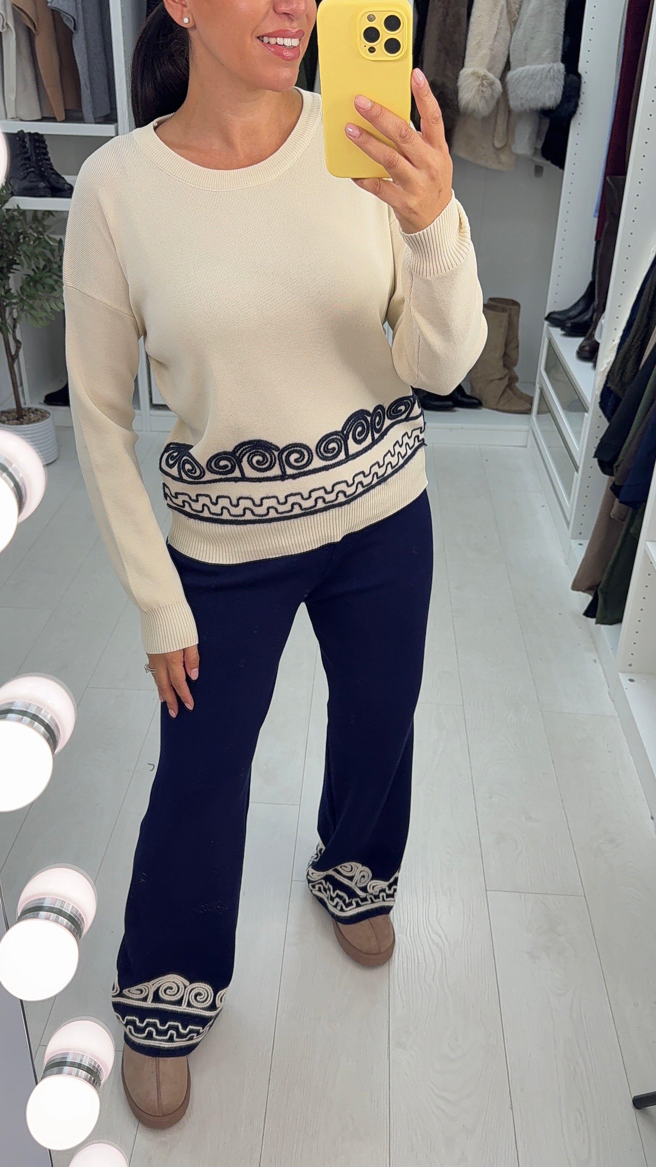 Malina Embroidered Hem Detail Loungewear Set