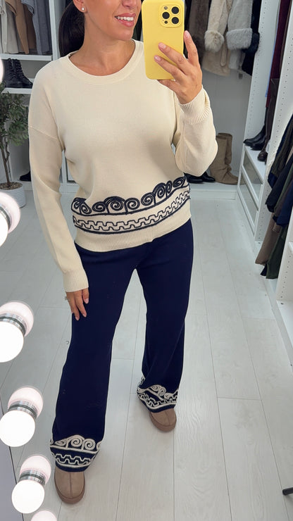 Malina Embroidered Hem Detail Loungewear Set