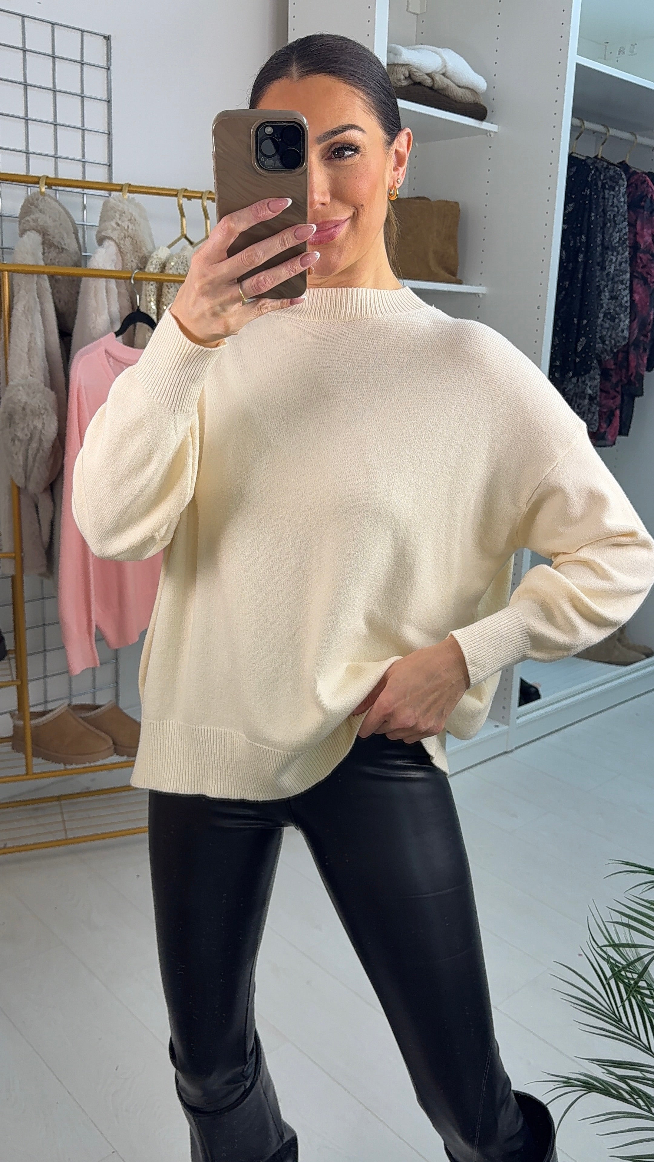 Kristina Plain Pearl Butterfly Back Jumper