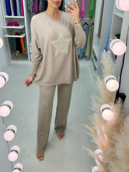 Sarla Pearl Star Detail Jumper & Leggings Set