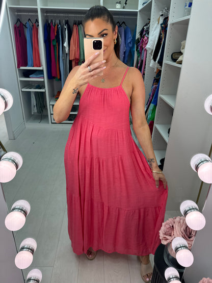 Evie Drawstring Cami Tier Maxi Dress