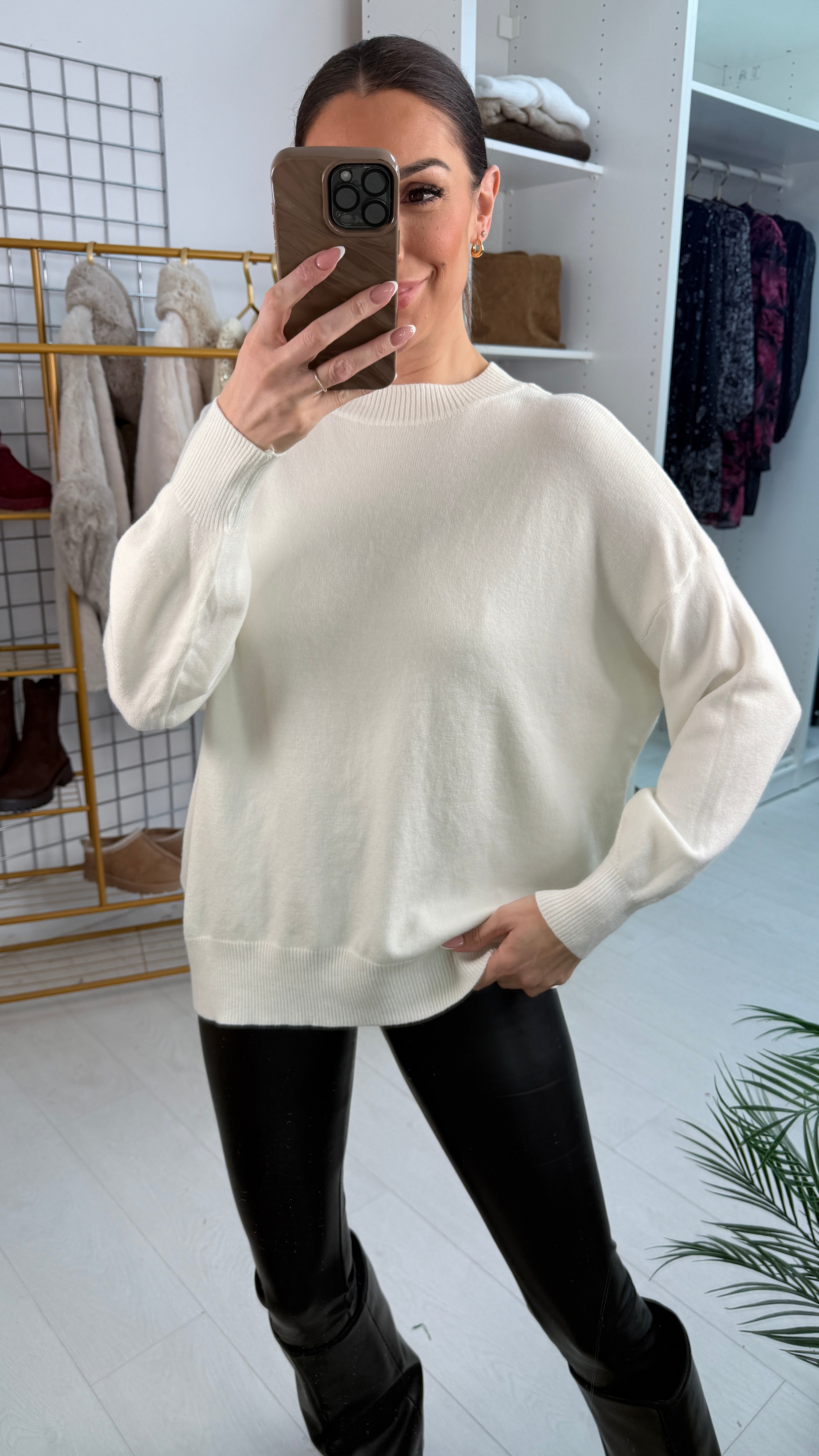 Kristina Plain Pearl Butterfly Back Jumper