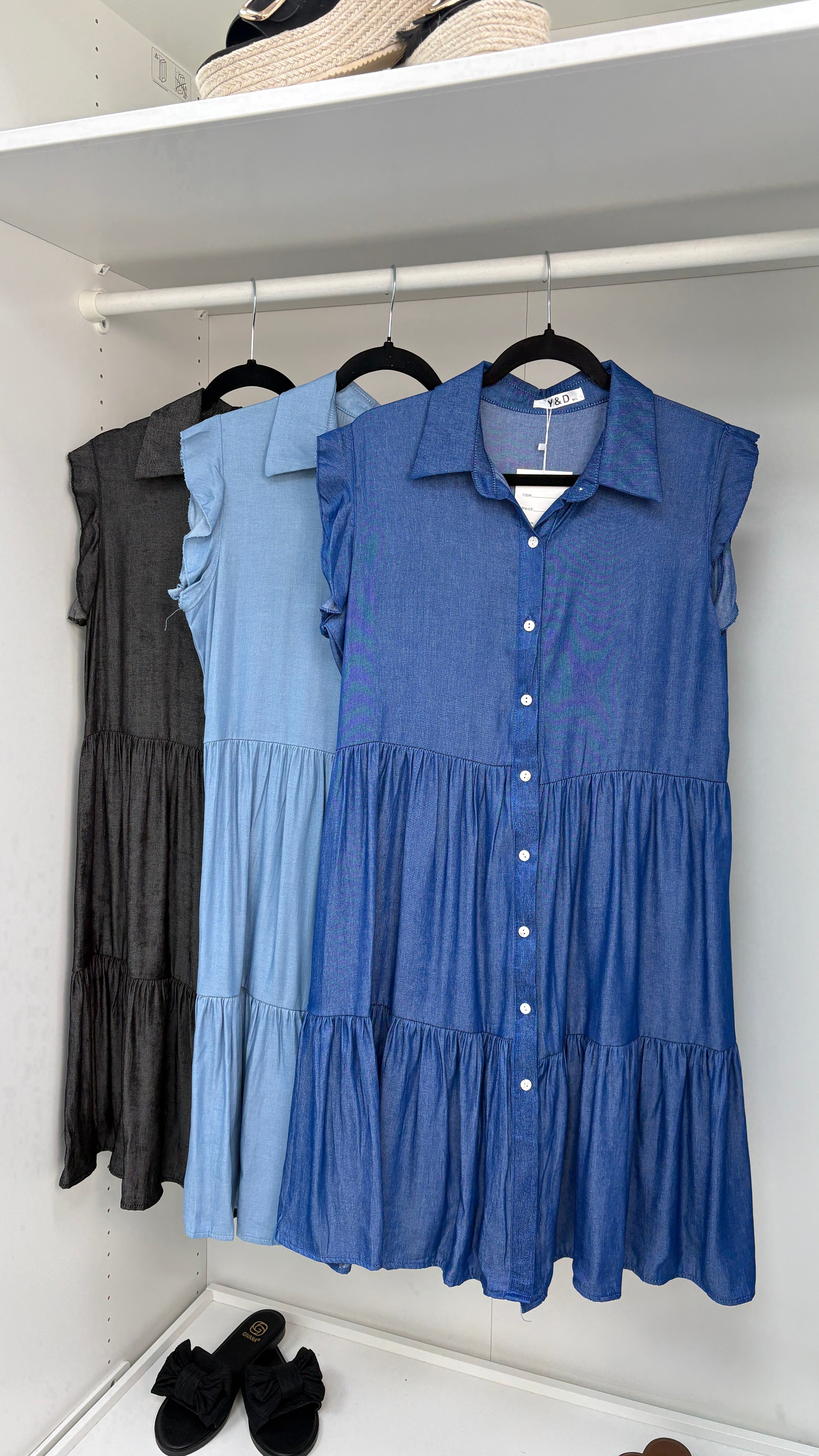 Ally Denim Smock Shirt Midi Dress