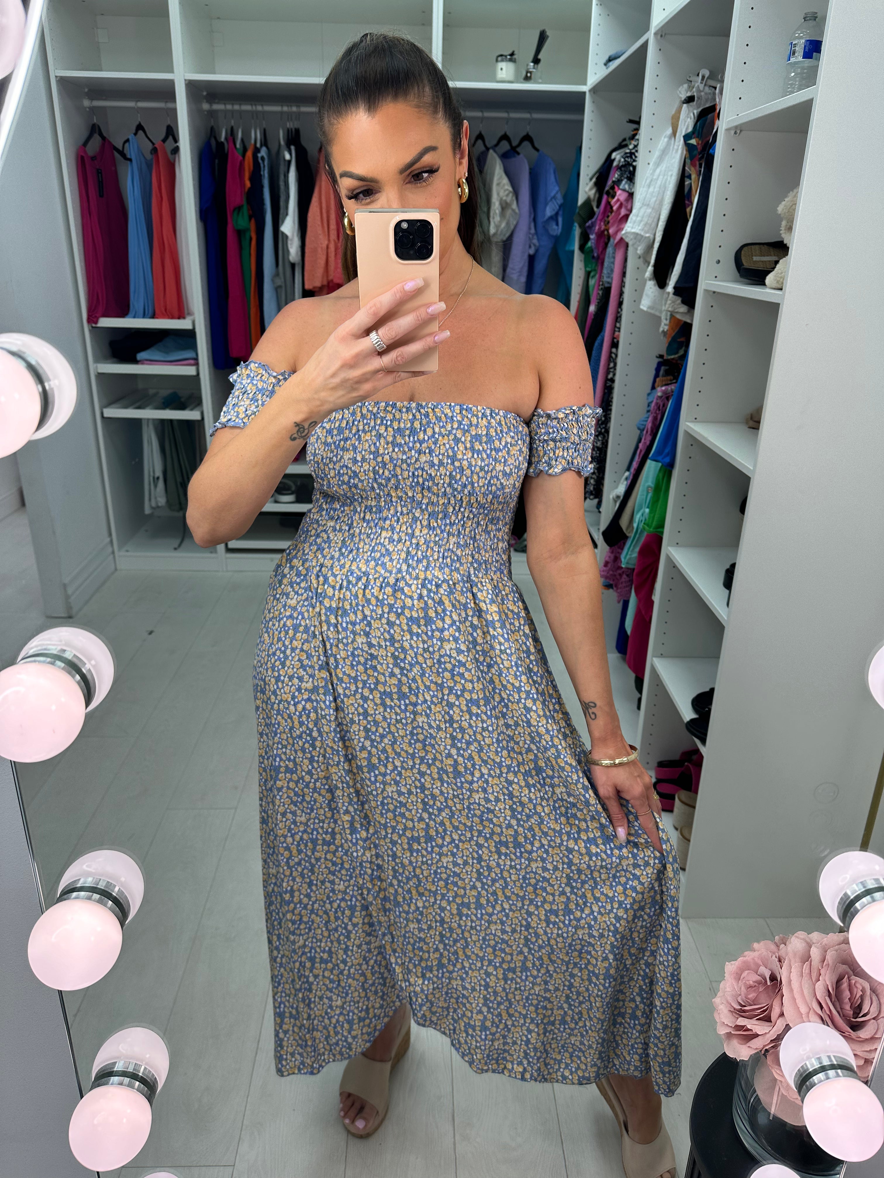 Merrin Ditsy Floral Bardot Dress