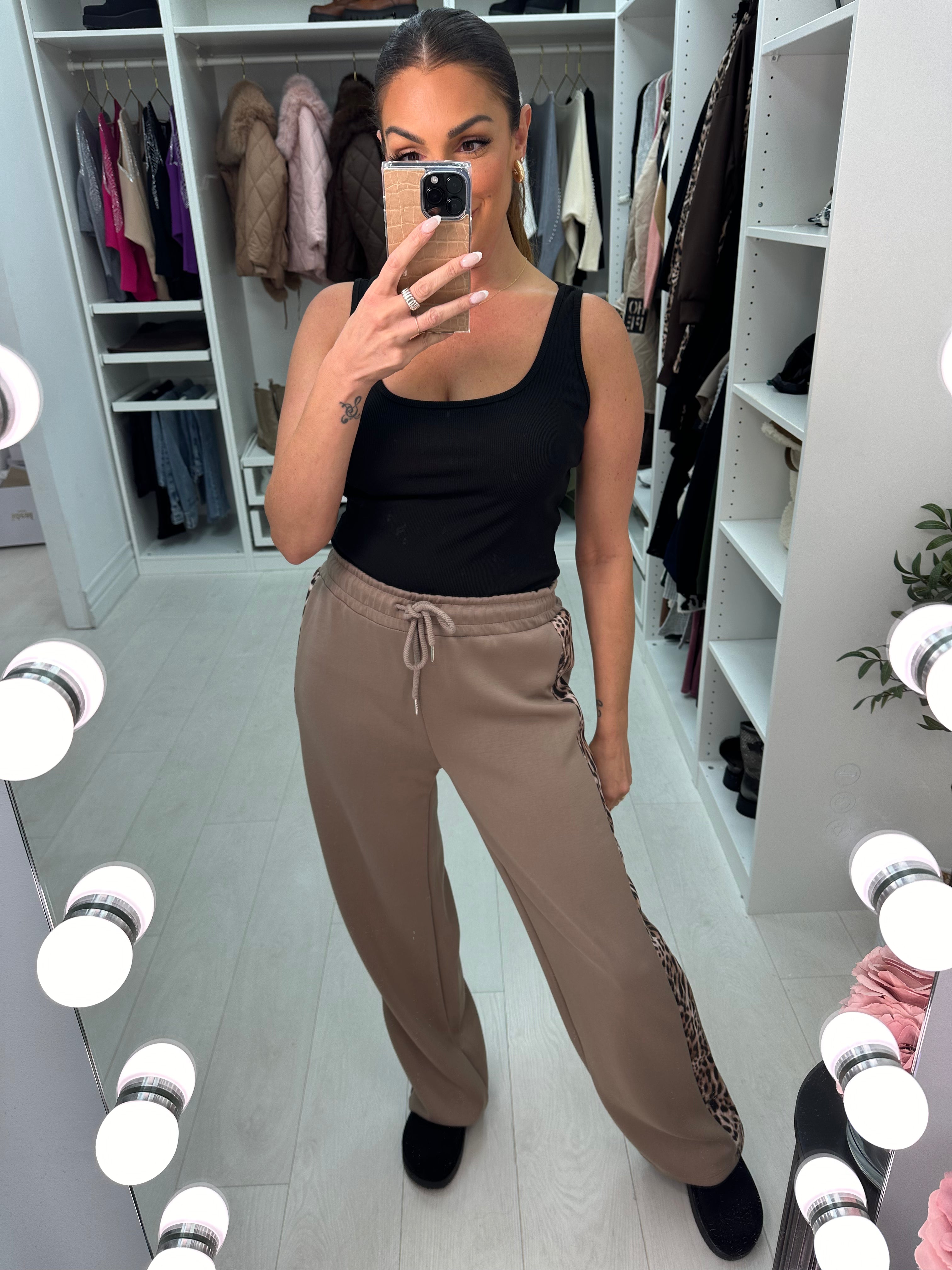 Galina Leopard Print Wide Leg Trousers