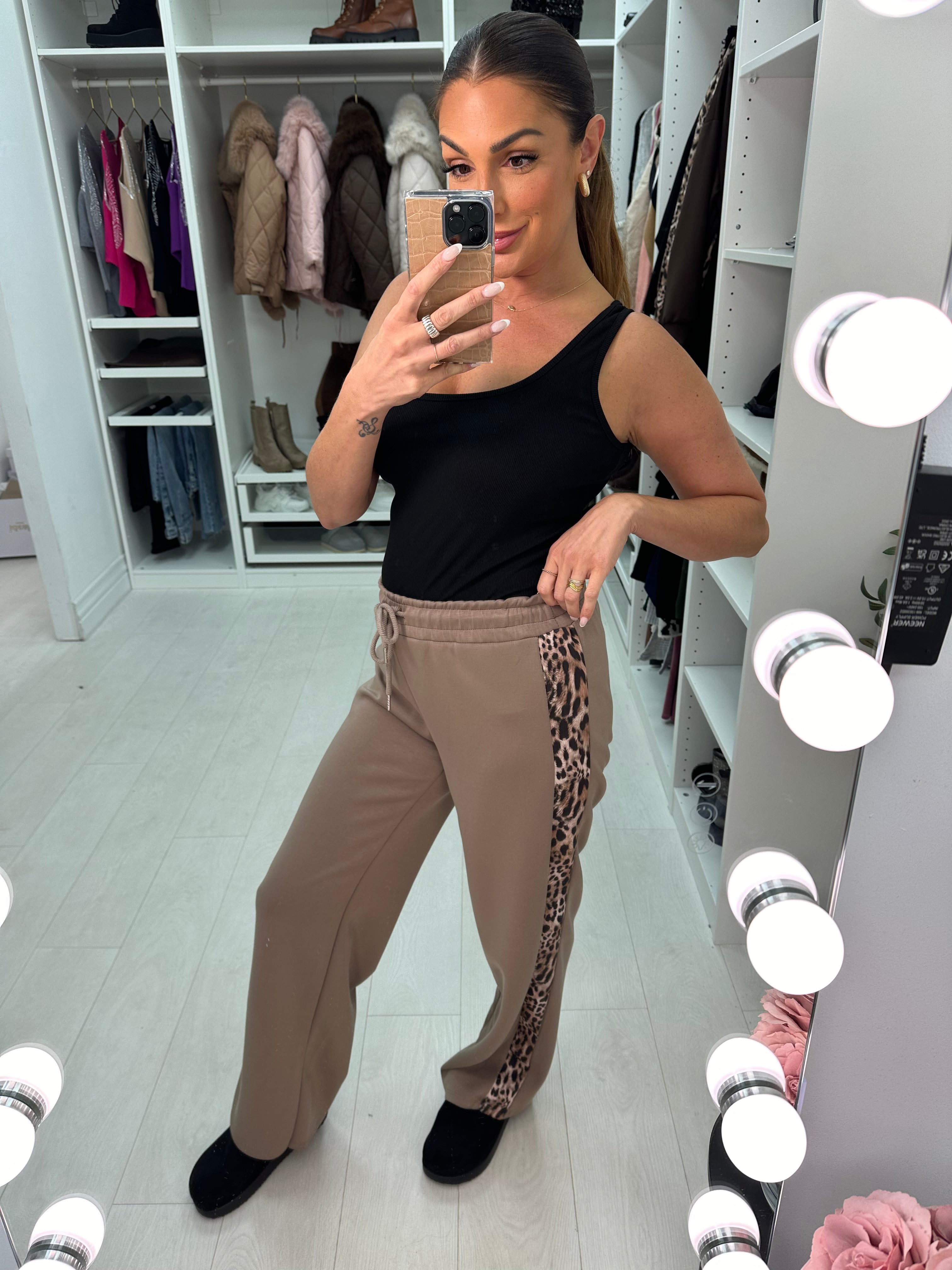 Galina Leopard Print Wide Leg Trousers