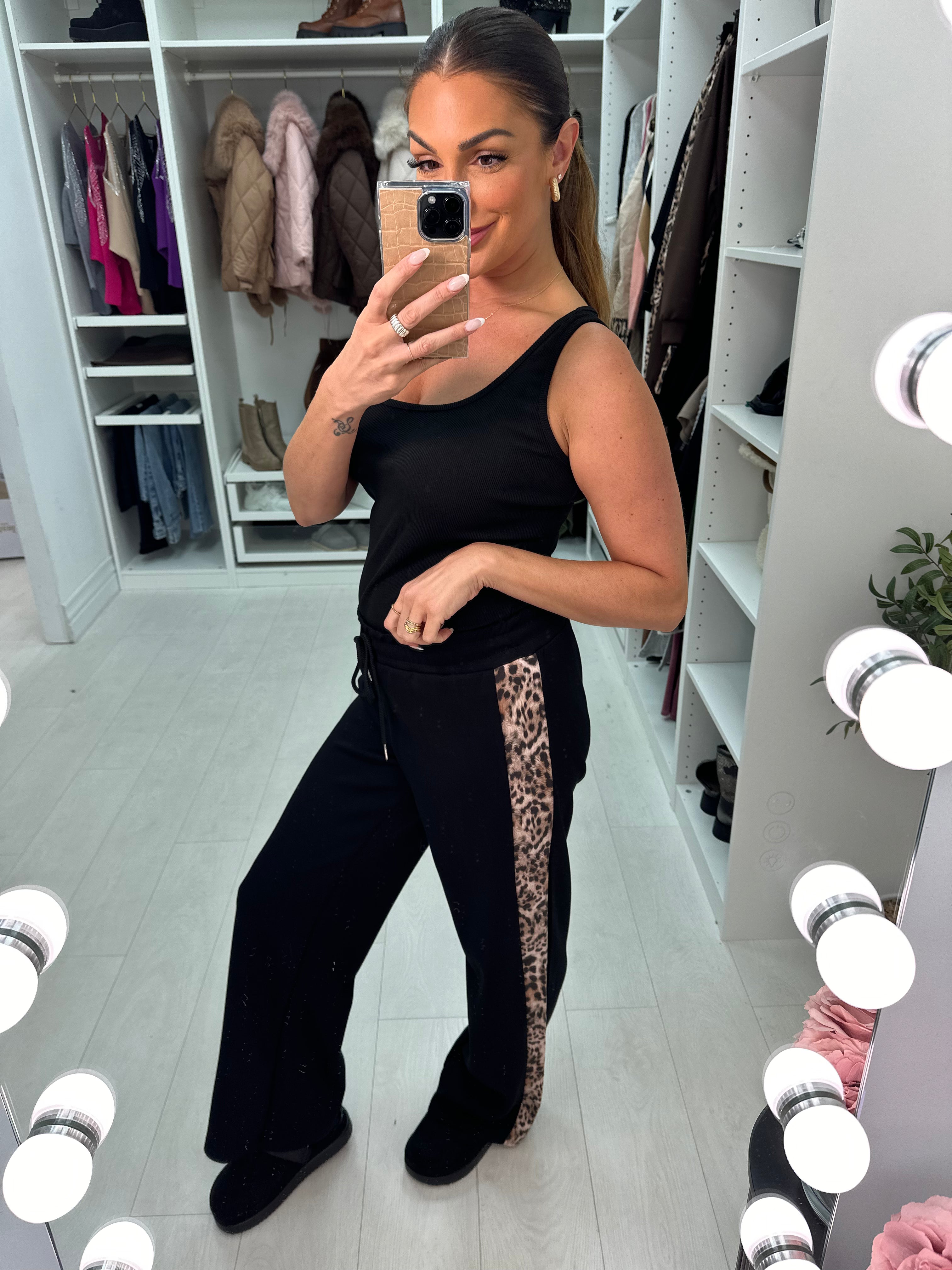 Galina Leopard Print Wide Leg Trousers