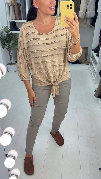 Paulina Textured Tie Front Top
