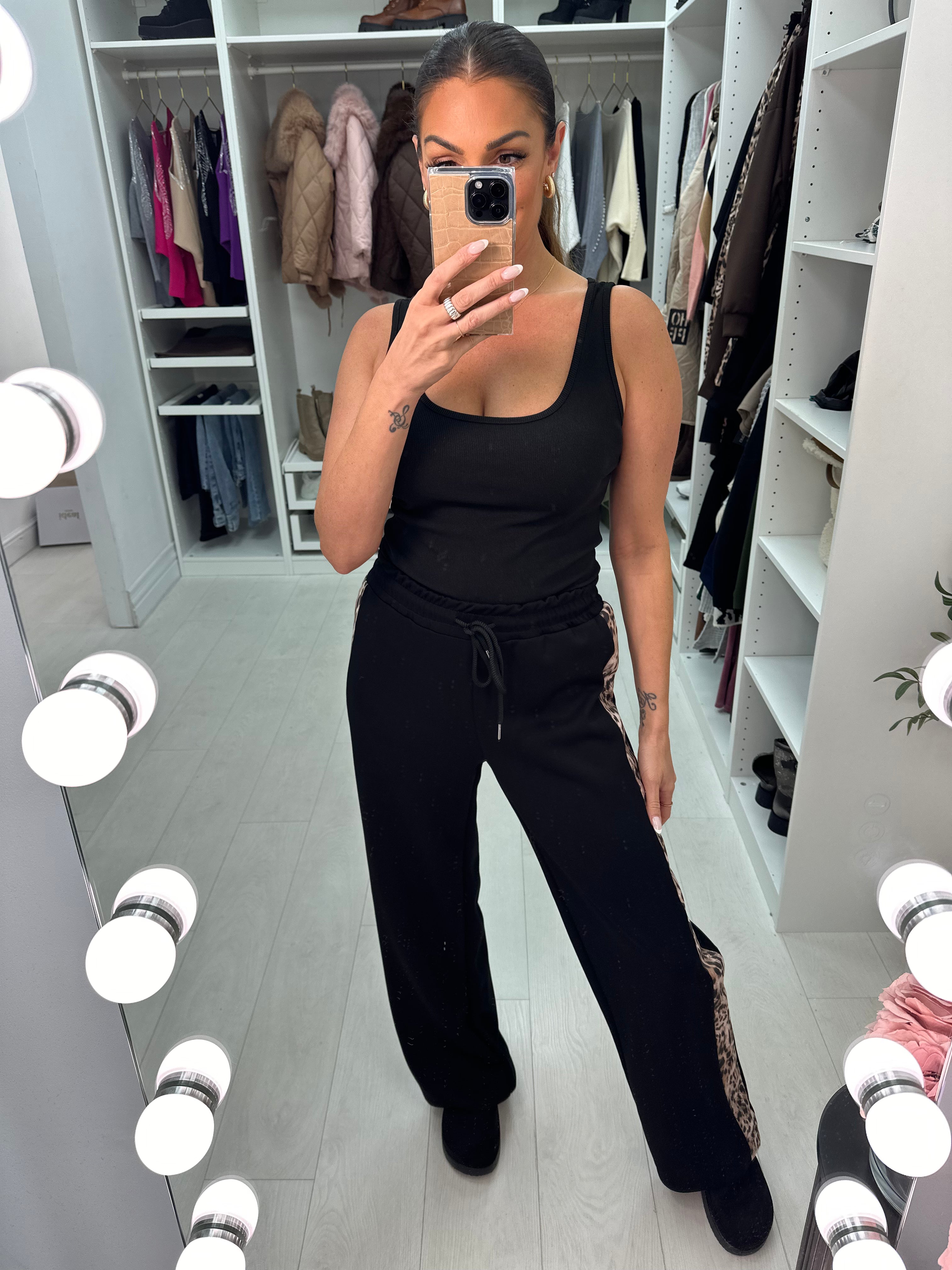 Galina Leopard Print Wide Leg Trousers