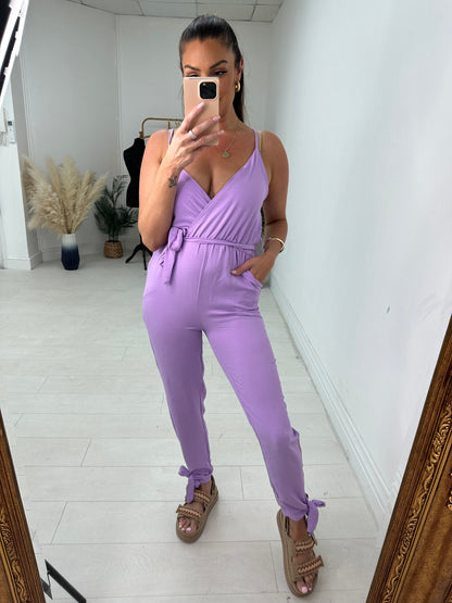 Robina V-neck Ankle Tie Jumpsuit