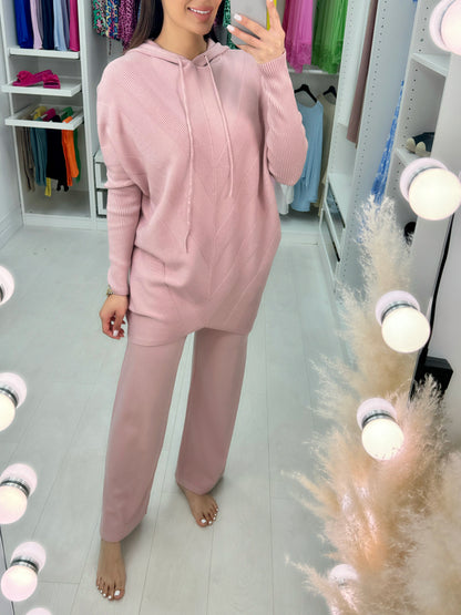 Pixie Asymmetric Detail Hooded Loungewear Set