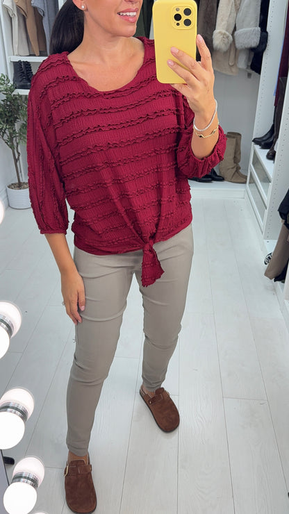 Paulina Textured Tie Front Top