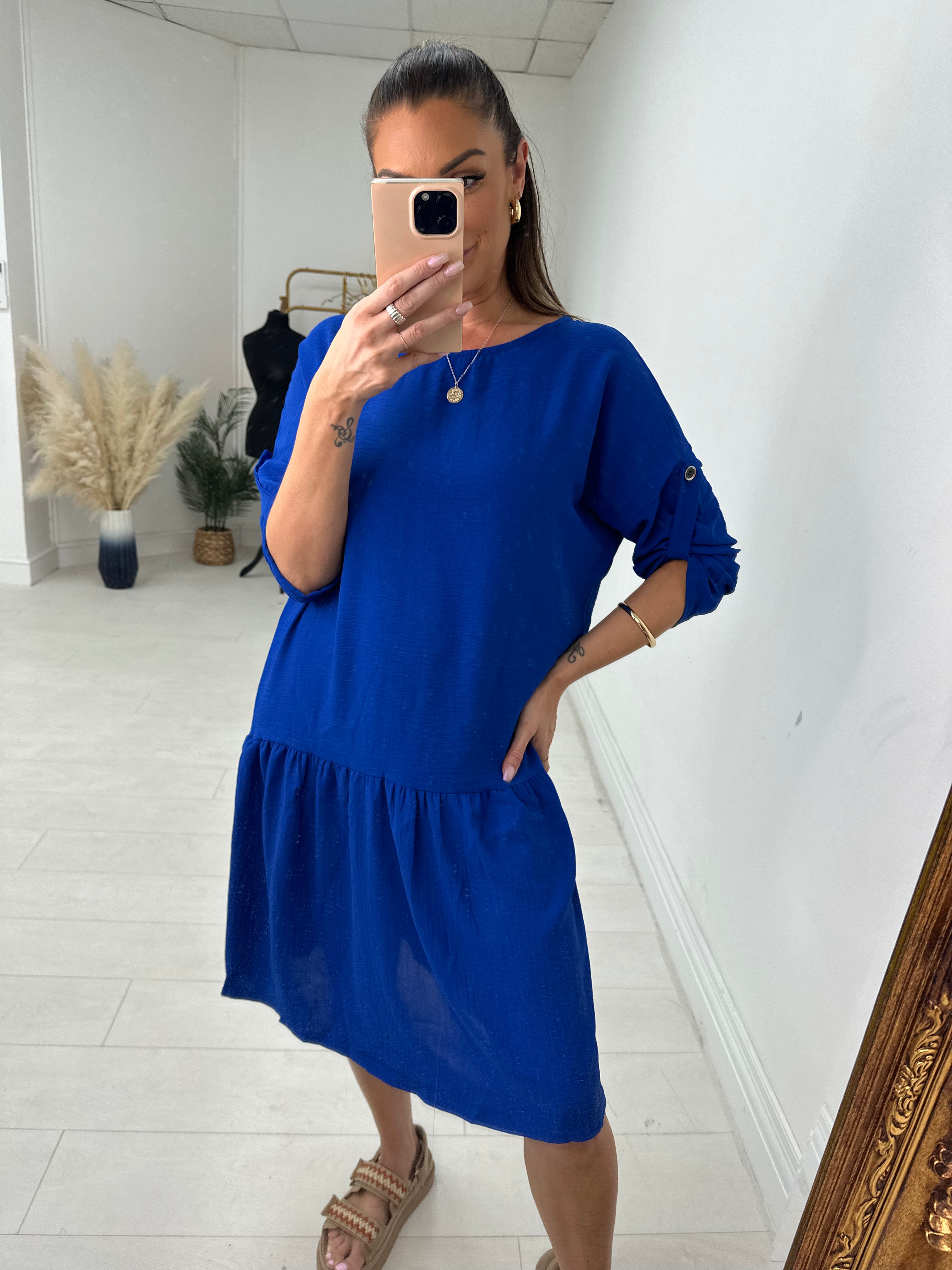 Cheryl Oversized Frill Hem Choker Back Chiffon Dress