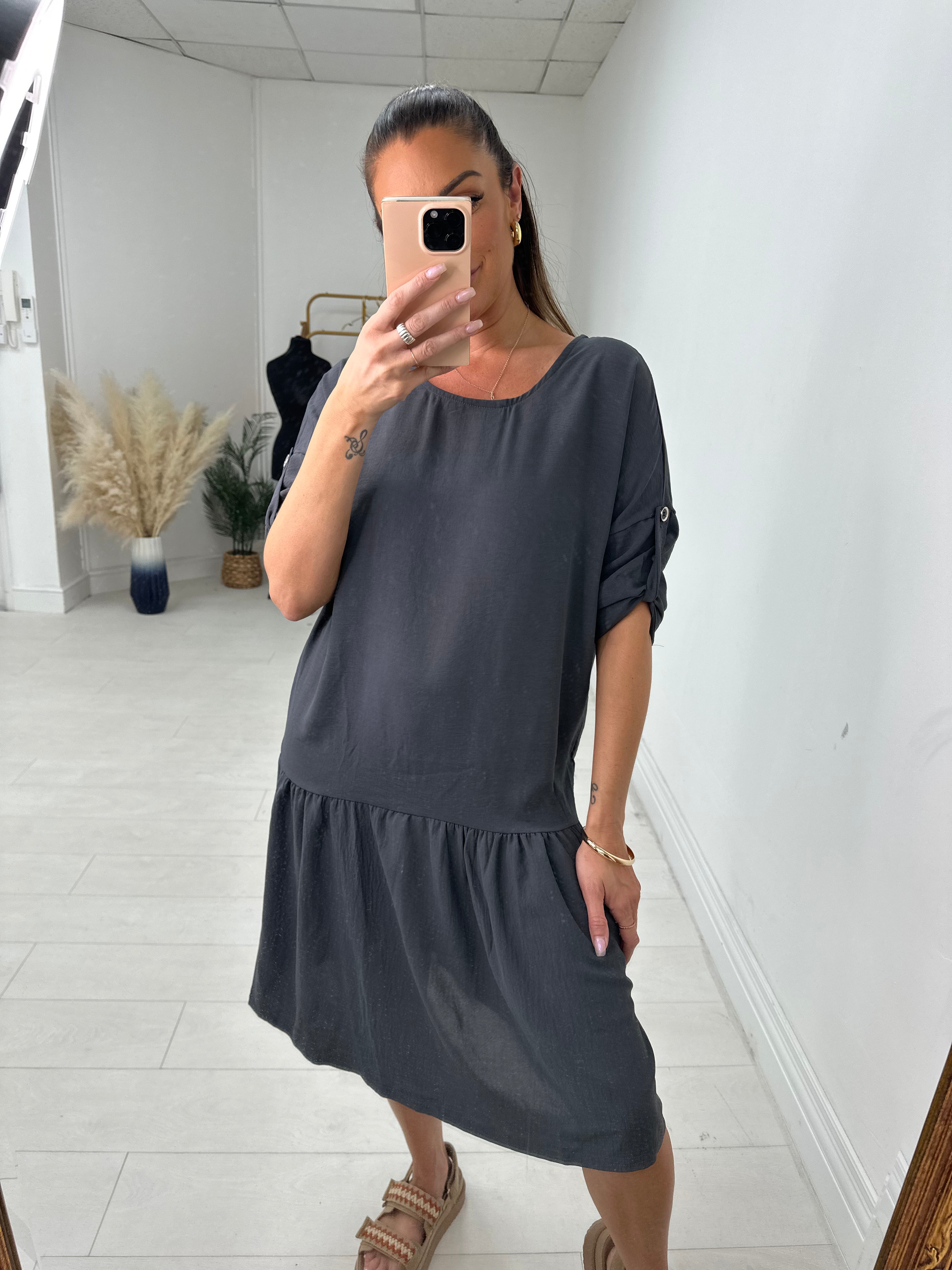 Cheryl Oversized Frill Hem Choker Back Chiffon Dress