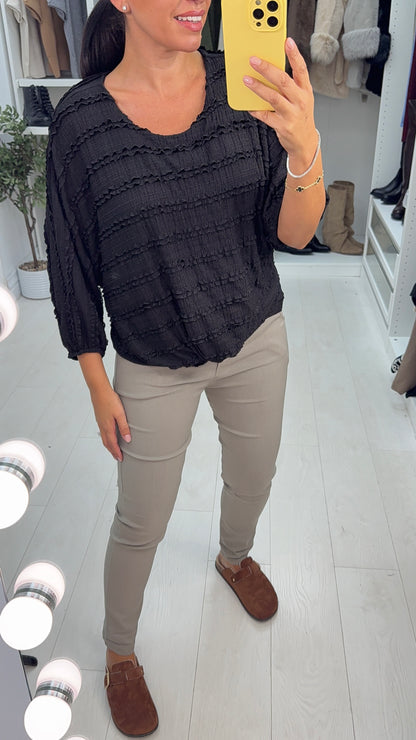 Paulina Textured Tie Front Top