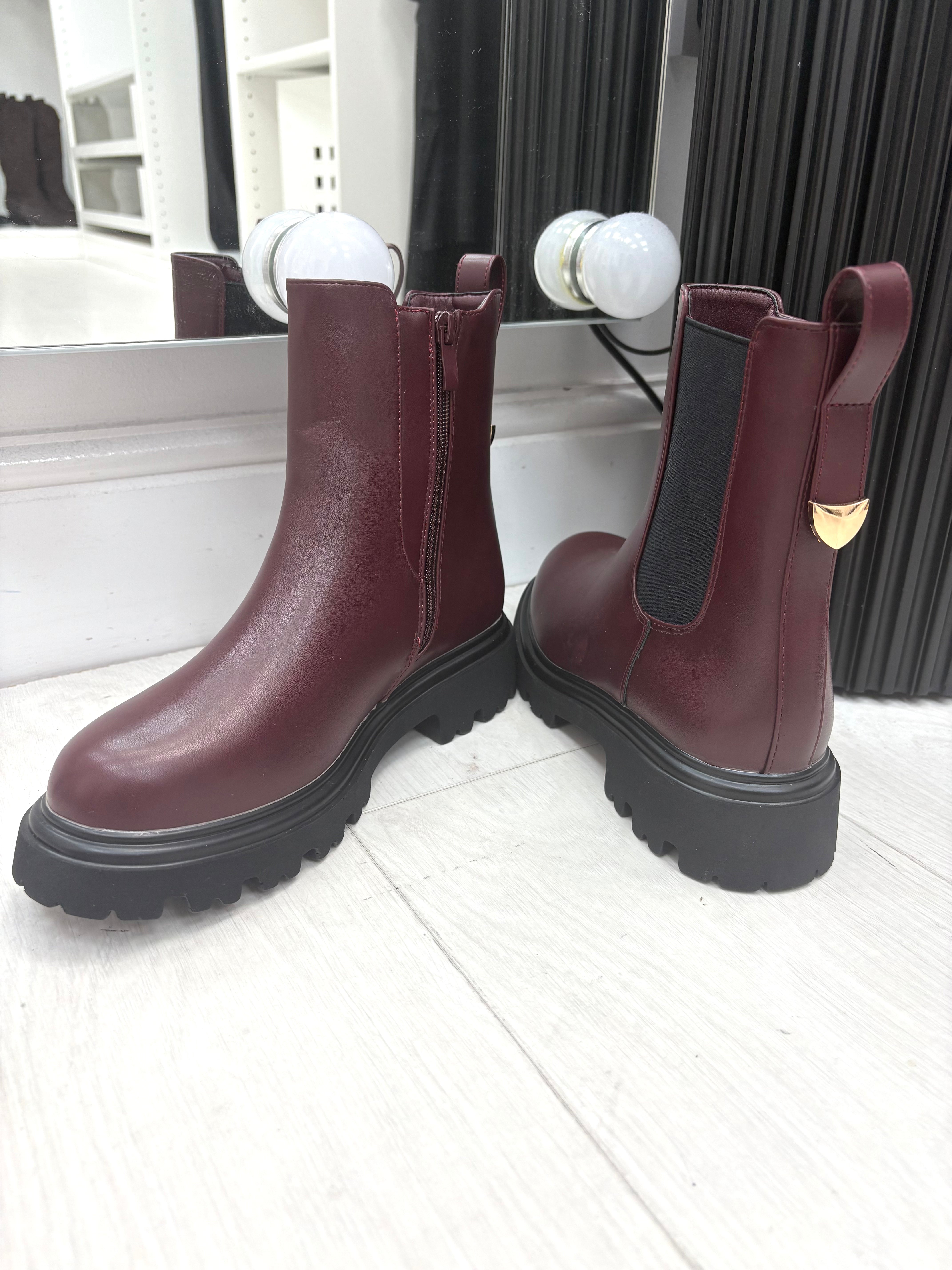 Veronica Faux Leather Chelsea Boots
