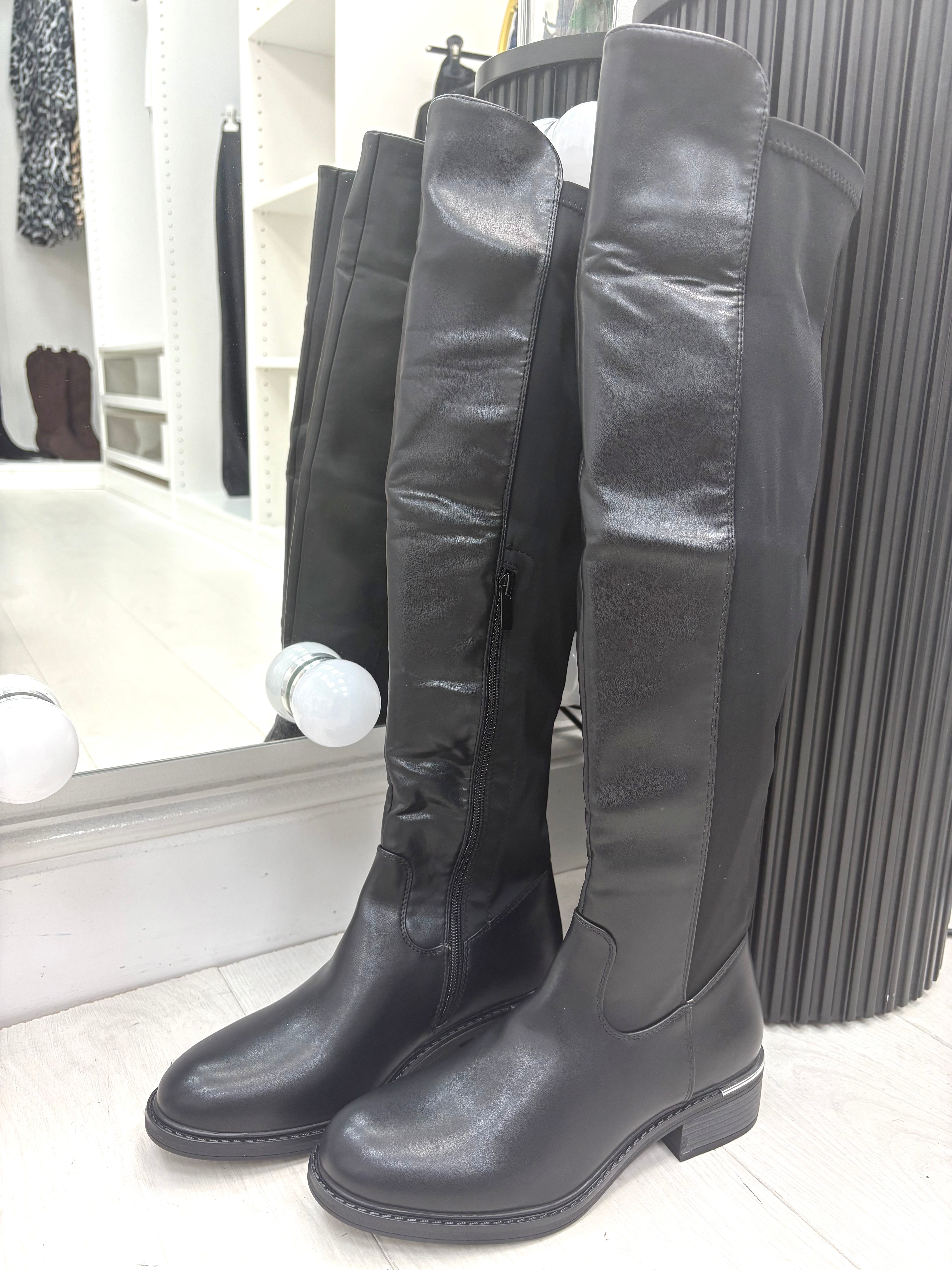 Yasmine Faux Leather Knee High Boots