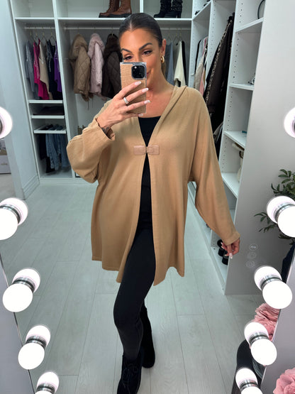 Simone Plain Buckle Hooded Cardigan