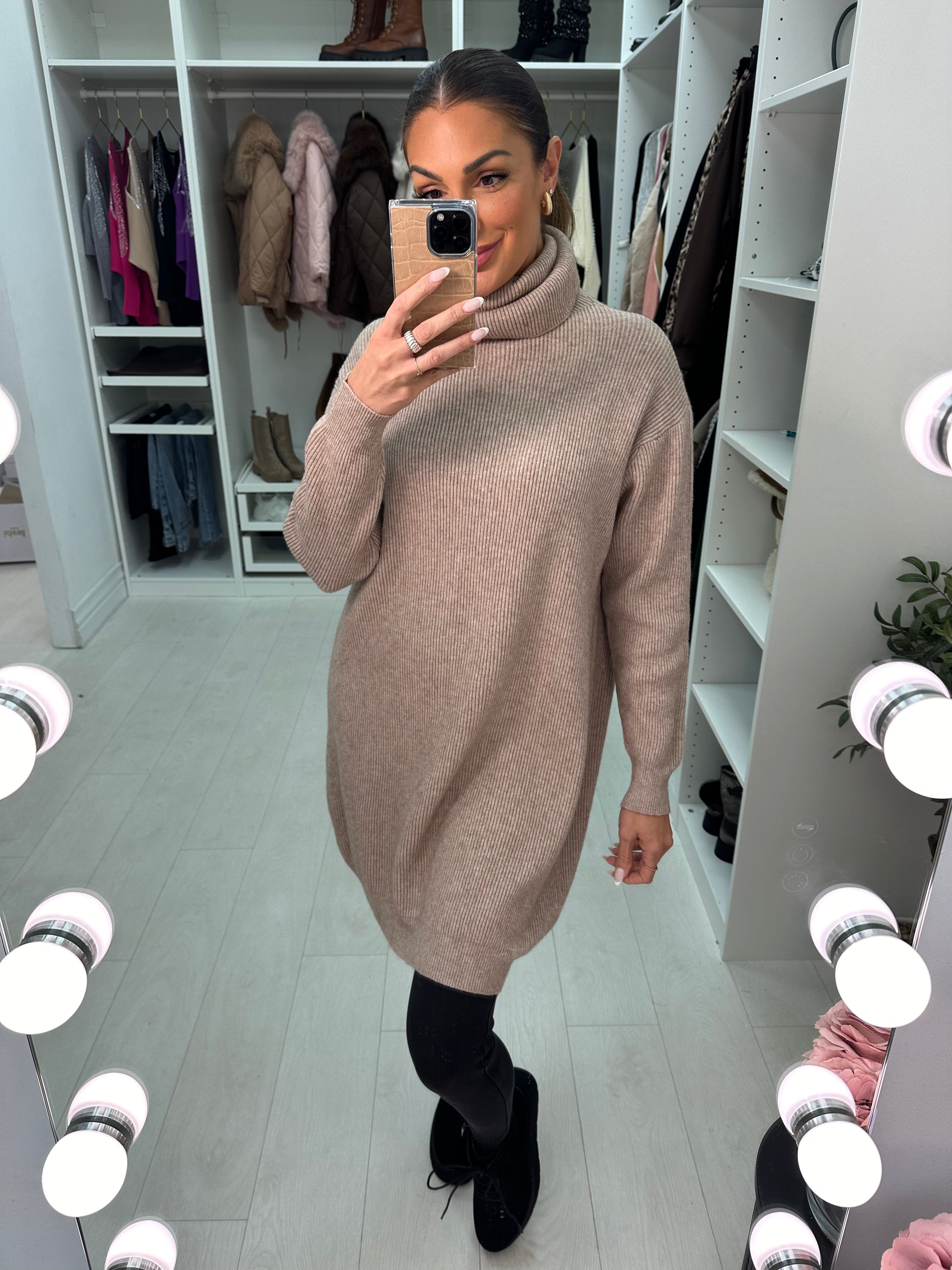 Rachael Ribbed Roll Neck Knit Dress