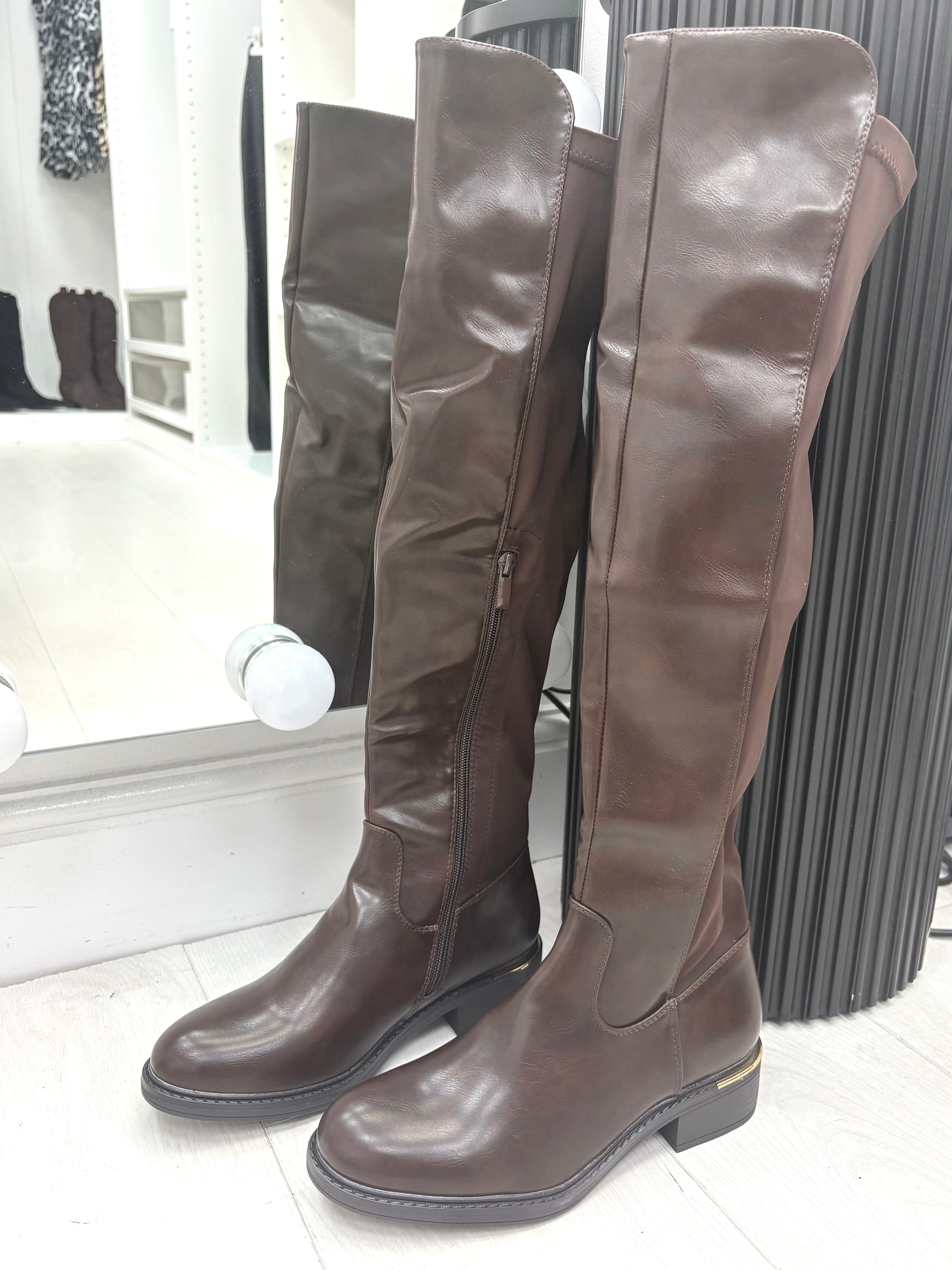 Yasmine Faux Leather Knee High Boots